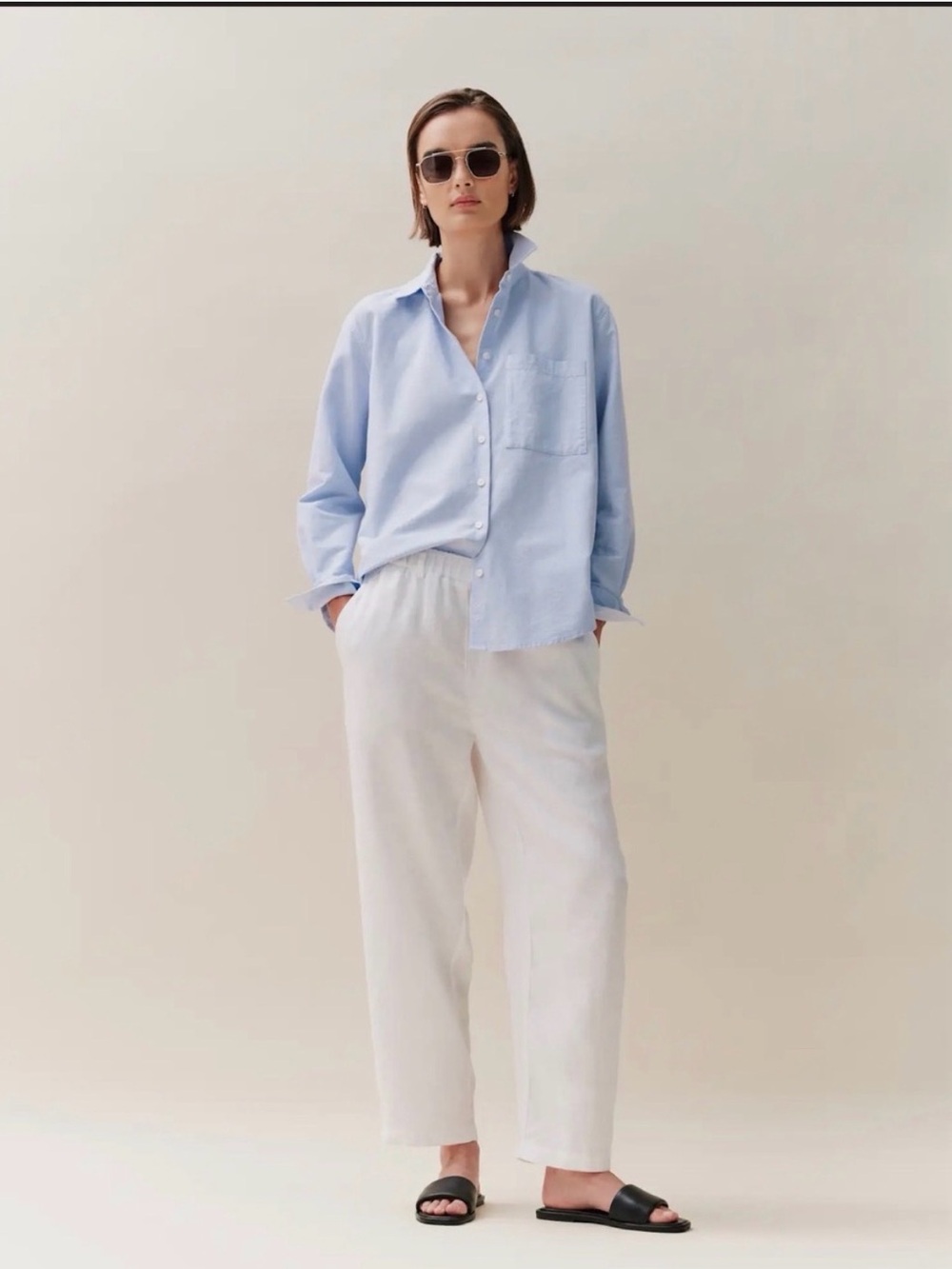 NEW Quince European Linen Pants in White M